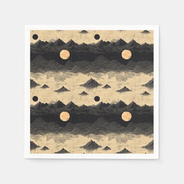 Vintage Mountain Clouds Landscape (8) Napkin (Front)