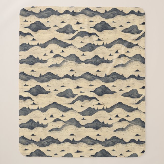 Vintage Mountain Clouds Landscape (8) Sherpa Blanket (Front)