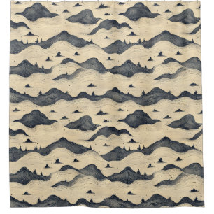 Vintage Mountain Clouds Landscape (8) Shower Curtain