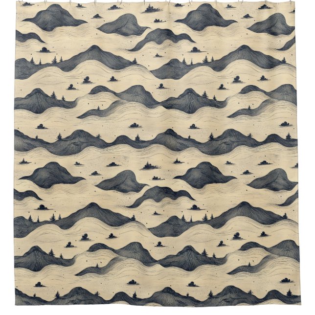 Vintage Mountain Clouds Landscape (8) Shower Curtain (Front)