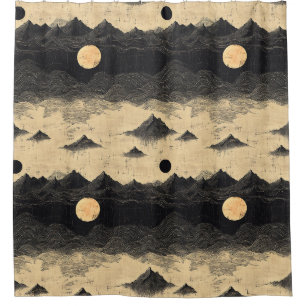 Vintage Mountain Clouds Landscape (9) Shower Curtain