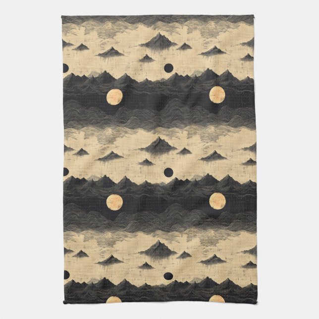 Vintage Mountain Clouds Landscape (9) Tea Towel (Vertical)