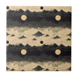 Vintage Mountain Clouds Landscape (9) Tile