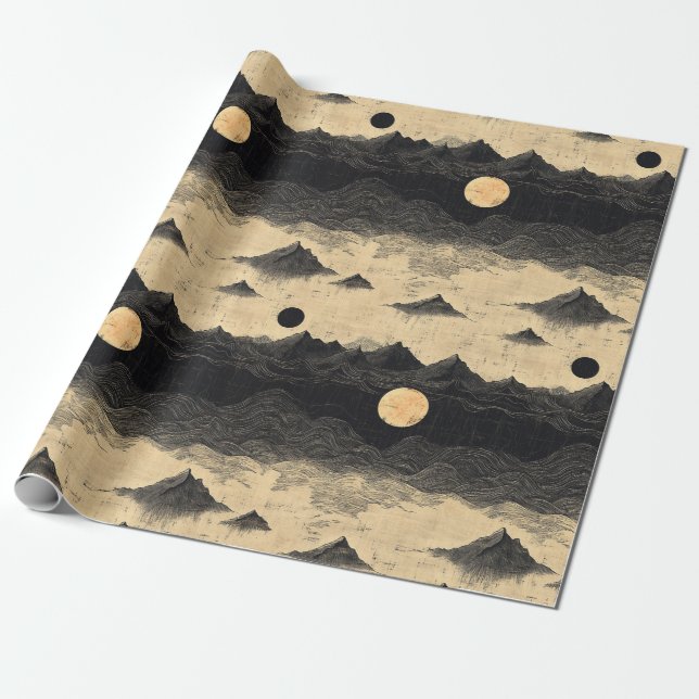 Vintage Mountain Clouds Landscape (9) Wrapping Paper (Unrolled)