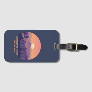 Vintage Mountain Forest Hiker's Sunset purple oran Luggage Tag