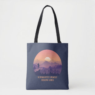 Vintage Mountain Forest Hiker's Sunset purple oran Tote Bag
