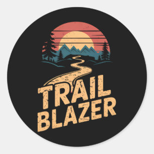 Vintage Mountain Hiker Trail Blazer Retro Hiking C Classic Round Sticker