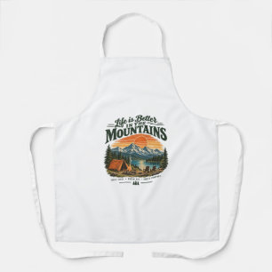 Vintage Mountain Hiking Adventure Retro Outdoor Apron