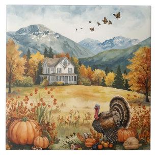 Vintage,Mountain Home thanksgiving Memories Tile