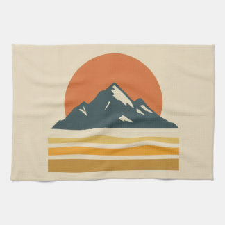 Vintage Mountain Kitchen Towel – Retro Adventure 