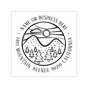 Vintage Mountain Logo Name and Return Address Self-inking Stamp