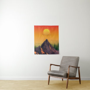 VINTAGE MOUNTAIN NATURE SUNSET TAPESTRY