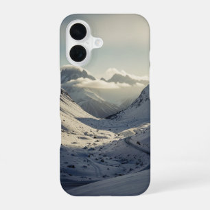 Vintage Mountain Pass in the Snow iPhone 16 Case