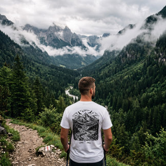 Vintage Mountain Road Sketch T-Shirt