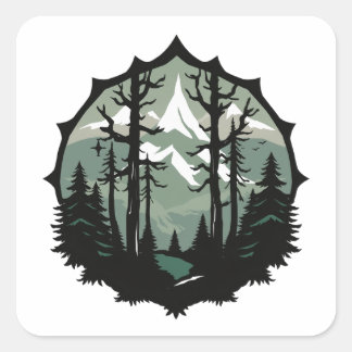 Vintage Mountain Square Sticker