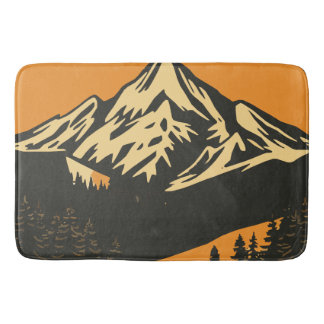 Vintage Mountain Sunset Bath Mat