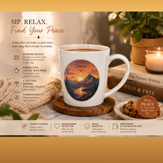 Vintage Mountain Sunset Coffee Mug | Retro Nature