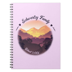 Vintage Mountain Sunset Farmhouse Retreat Purple Notebook