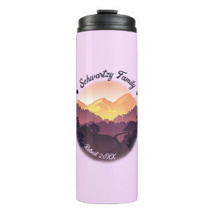 Vintage Mountain Sunset Farmhouse Retreat Purple Thermal Tumbler