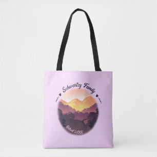 Vintage Mountain Sunset Farmhouse Retreat Purple Tote Bag