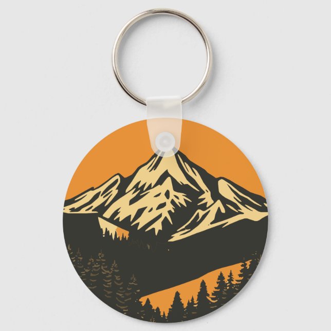 Vintage Mountain Sunset  Key Ring (Front)