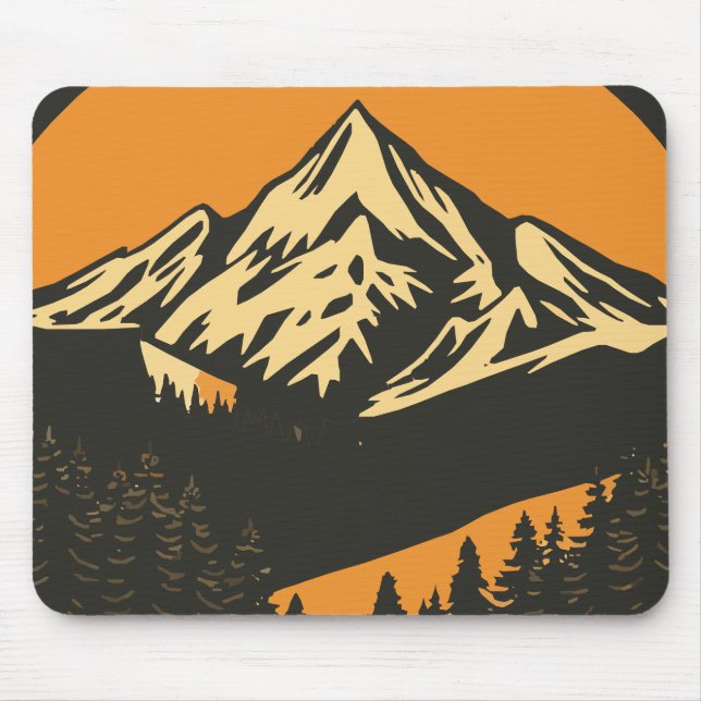 Vintage Mountain Sunset  Mouse Mat (Front)
