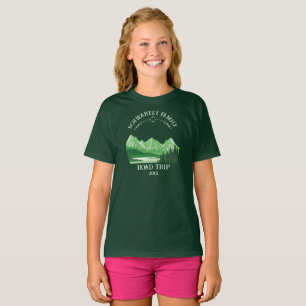 Vintage Mountain Sunset outdoor lake Retreat green T-Shirt