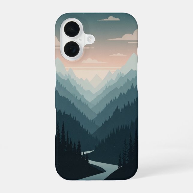 Vintage Mountain Valley iPhone 16 Case (Back)