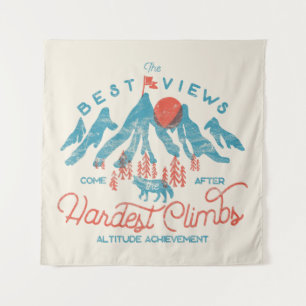 Vintage Mountain Wolf Climbing Hiking Outdoors Tapestry