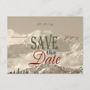 Vintage Mountains: Save the Date Personalise Announcement Postcard