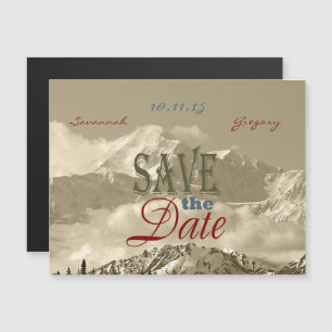 Vintage Mountains: Save the Date Personalise Magnetic Invitation