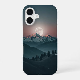 Vintage Mountains Under the Full Moon iPhone 16 Case