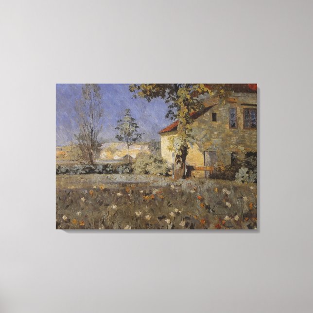 Vintage Mourier-Petersen House in Garden Canvas Print (Front)