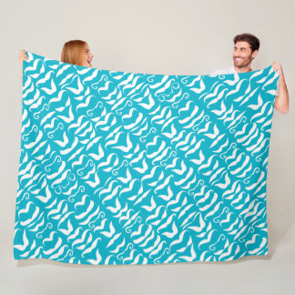 Vintage Moustache Any Colour Pattern Fleece Blanket