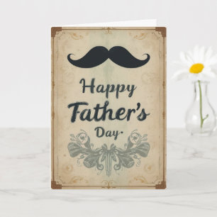 Vintage Moustache Fathers Day Retro Style  Card