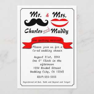 Vintage Moustache Mr. & Mrs. Wedding Invitations