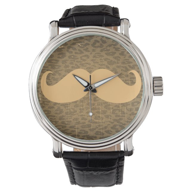 Vintage Moustache on Leopard Watch (Front)