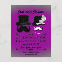 Vintage Moustache Save The Date