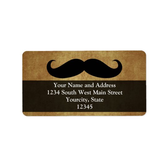 Vintage Moustache w/Custom Text Address Label