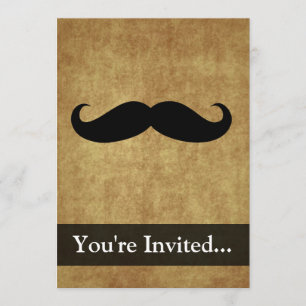 Vintage Moustache w/Custom Text Invitation