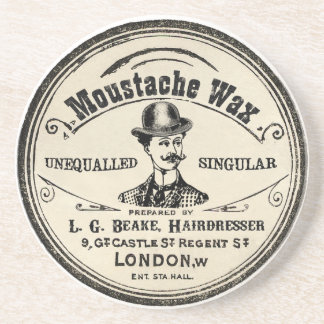 Vintage Moustache Wax Drink Coaster