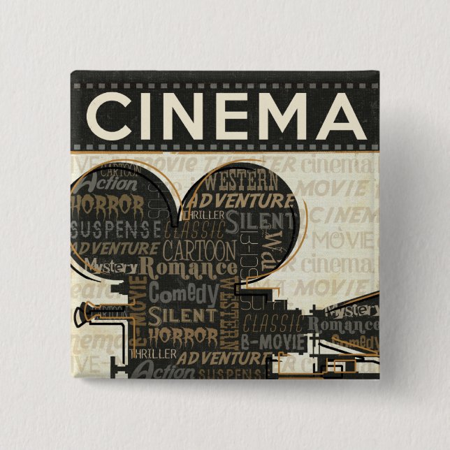 Vintage Movie Camera 15 Cm Square Badge (Front)