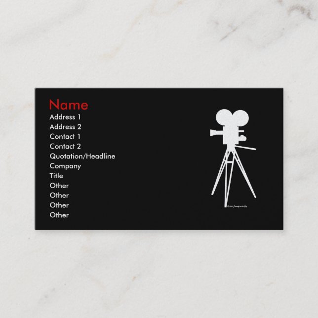 Vintage Movie Camera Silhouette Biz Cards (Front)