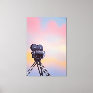 Vintage Movie camera sunset Canvas Print