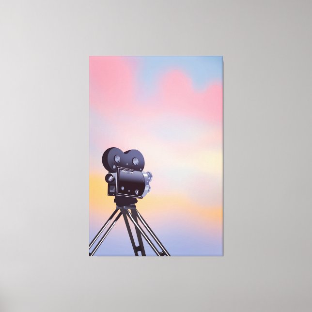 Vintage Movie camera sunset Canvas Print (Front)