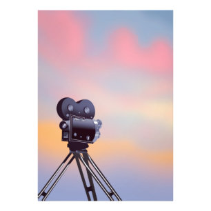 Vintage Movie camera sunset Photo Print