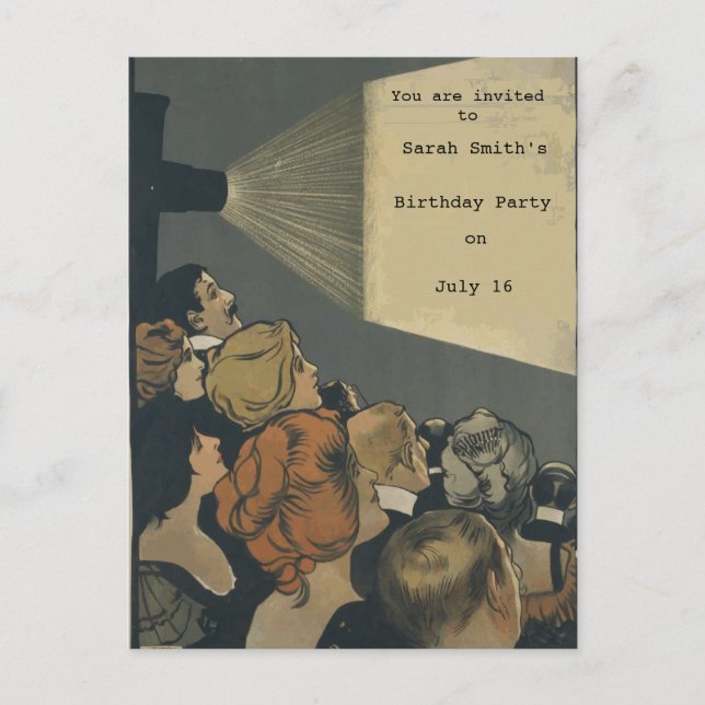 Vintage Movie Invitation Postcard (Front)
