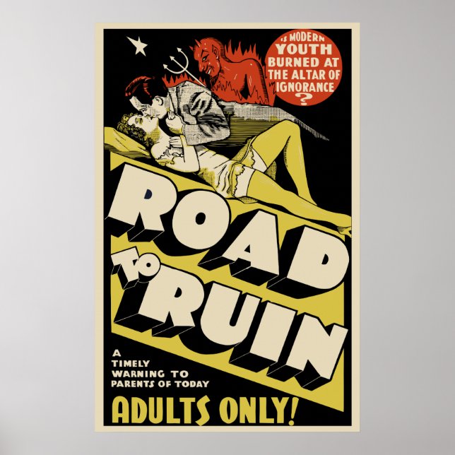 Vintage Movie Poster Art - "Road To Ruin" (Front)