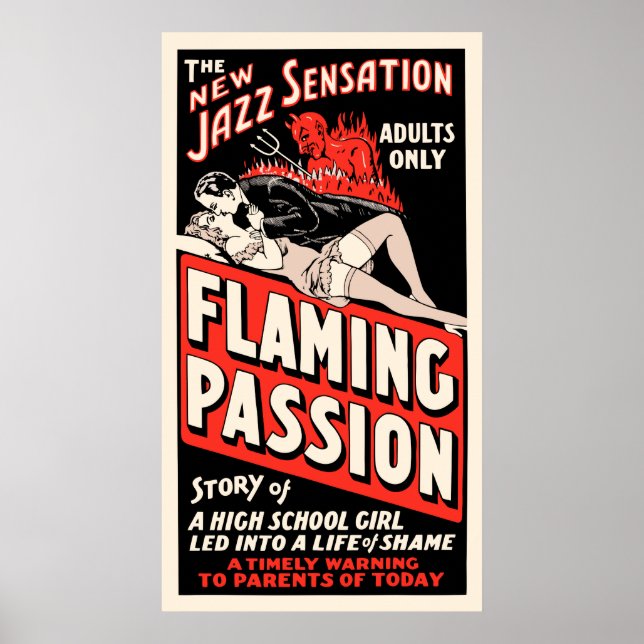 Vintage Movie Poster - "Flaming Passion" (Front)