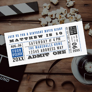 Vintage Movie Ticket Birthday Custom Colours Invit Invitation